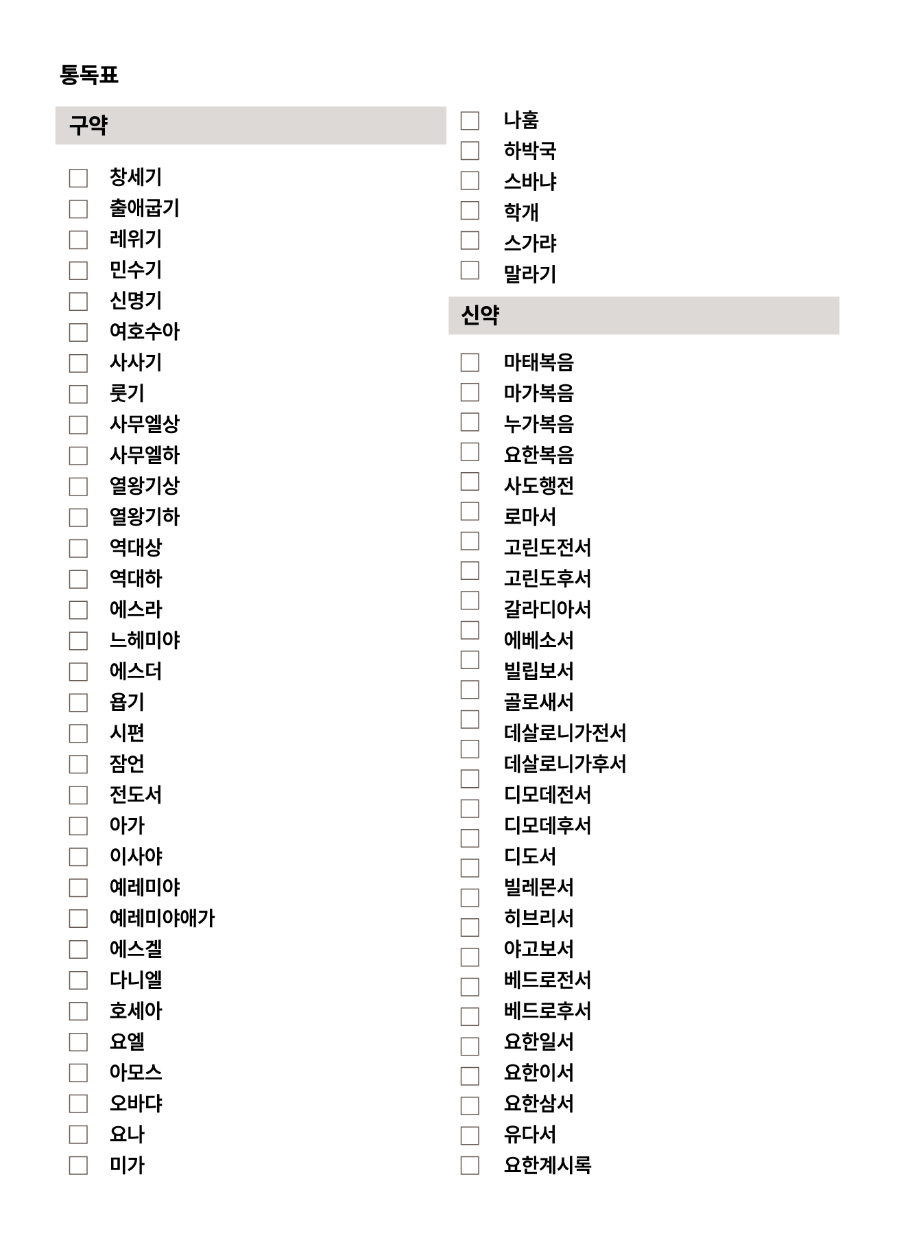 성경 통독표 SYT 플래너 내지